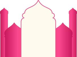 Blank Mosque Door With Minaret Pink Element In Flat Style. vector