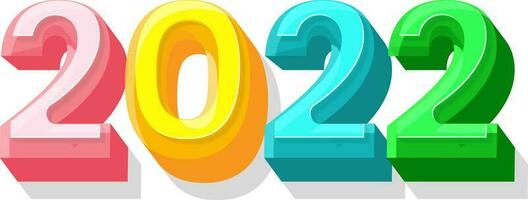 3D Colorful 2022 Number On White Background. vector