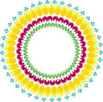 Circular Kolam Colorful Element On White Background. vector