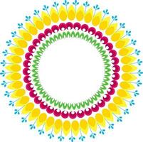 Circular Kolam Colorful Element On White Background. vector