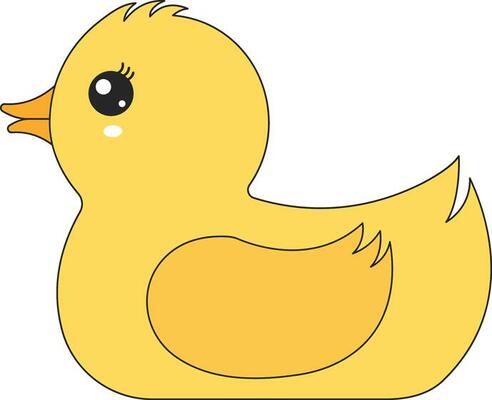 Isolated Yellow Duck Icon In Flat Style.