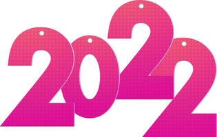 Pink Paper Cut 2022 Number With Rhombus Pattern On White Background. vector