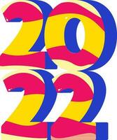 3D Colorful 2022 Number On White Background. vector