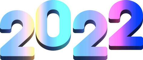 3D Gradient 2022 Number On White Background. vector