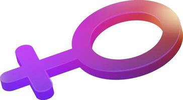 Shiny Gradient Purple Female Gender 3D Element. vector