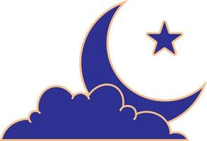 Crescent Moon With Star And Cloud Brown Vector. vector