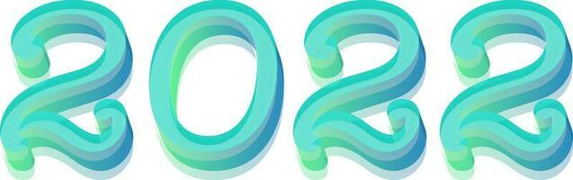 3D Glossy 2022 Number In Gradient Blue And Green Color. vector