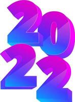 3D 2022 Number In Gradient Blue And Pink Color. vector