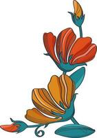 Beautiful Brown And Orange Floral Design Decorated White Background. vector