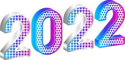 3D 2022 Number In Stars, Dotted Pattern On White Background. vector