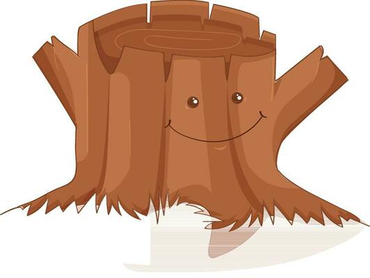 Smiley Face Tree Stump Vector.