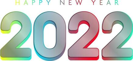 3D Gradient Lights 2022 Number On White Background For Happy New Year Concept. vector