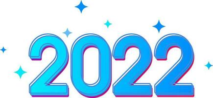 Two-Layer 2022 Number With Blue Stars On White Background. vector