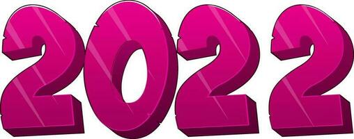 3D Pink 2022 Number On White Background. vector