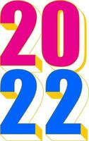 Dimensional 2022 Number On White Background. vector