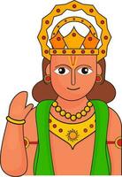 Character Of Lord Surya Offer Blessing On White Background. vector