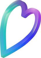 degradado azul y púrpura corazón forma 3d vector. vector