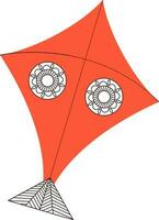 Floral Kite Element In Orange And White Color. vector