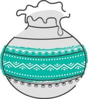 Doodle Mud Pot Full Of Dish On White Background. vector