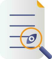 Search Eye Document Flat Icon In Blue And Orange Color. vector