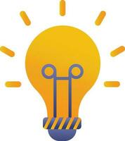 Illuminated Bulb Flat Icon In Blue And Orange Color. vector