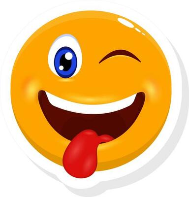 Clipart Cartoon of a Crazy Face Emoji Emoticon Tongue Out 