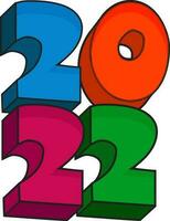 3D Colorful 2022 Number On White Background. vector