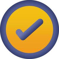 Check Mark Circle Icon In Orange And Yellow Color. vector