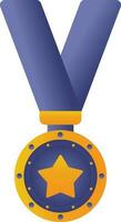 Flat Star Medal Icon In Orange And Blue Color. vector