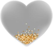 Transparent Grey Heart With Glitter Element. vector