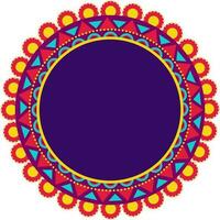 Colorful Floral Circular Frame With Copy Space On White Background. vector
