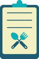Menu Card Icon In Yellow And Blue Color. vector