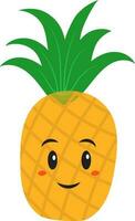 Smiley Pineapple Cartoon On White Background. vector