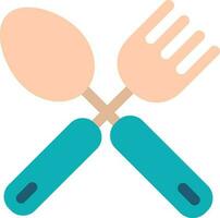 Cross Fork And Spoon Icon In Peach And Blue Color. vector