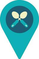 Cafe Or Restaurant Map Pointer Icon In Turquoise Color. vector