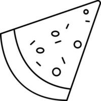 Isolated Pizza Slice Icon In Black Stroke. vector