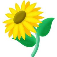 Yellow Sunflower Plant Element In 3D  Style. vector