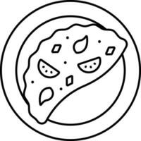 Isolated Omelet Plate Icon In Black Outline Style. vector