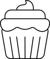 Isolated Cupcake Icon In Line Art. vector