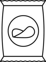 Isolated Chips Packet Icon In Black Outline Style. vector