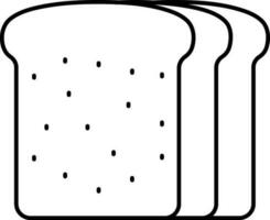 Isolated Bread Icon In Black Outline. vector