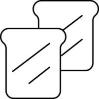 Two Slice Bread Icon In Black Outline Style. vector