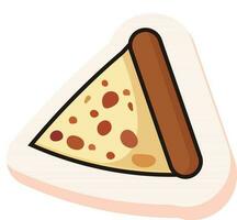 Isolated Pizza Slice In Sticker Or Label Style. vector