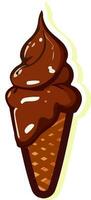 Illustration of Melting Ice Cream Cone Icon In Sticker Style. vector