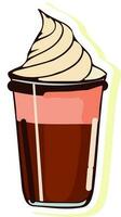 Whipped Ice Cream Glass Icon In Sticker Style. vector