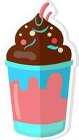 Isolated Ice Cream Cup Icon In Sticker Style. vector