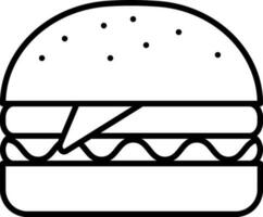 ilustración de hamburguesa icono en negro contorno estilo. vector