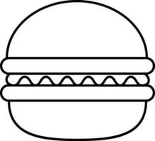 Isolated Burger Icon In Black Thin Line Style. vector