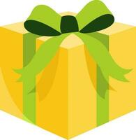 Isolated Gift Box Icon In Green And Yellow Color. vector