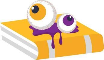 Flat Style Eyeballs With Spell Book Yellow And White Icon. vector